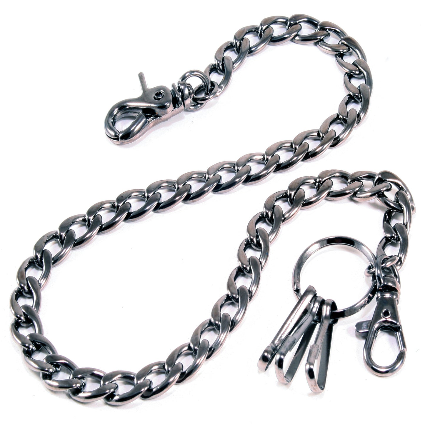 DK EMO Simple Strong Basic Biker Trucker Key Jean Wallet Chain (20" / 30") SLV/BLK CS108T