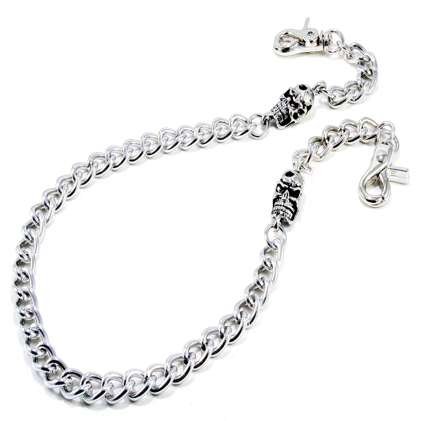 DK Skull Simple Strong Biker Trucker Key Jean Wallet Chain (25") SLV/BLK SYC66MT