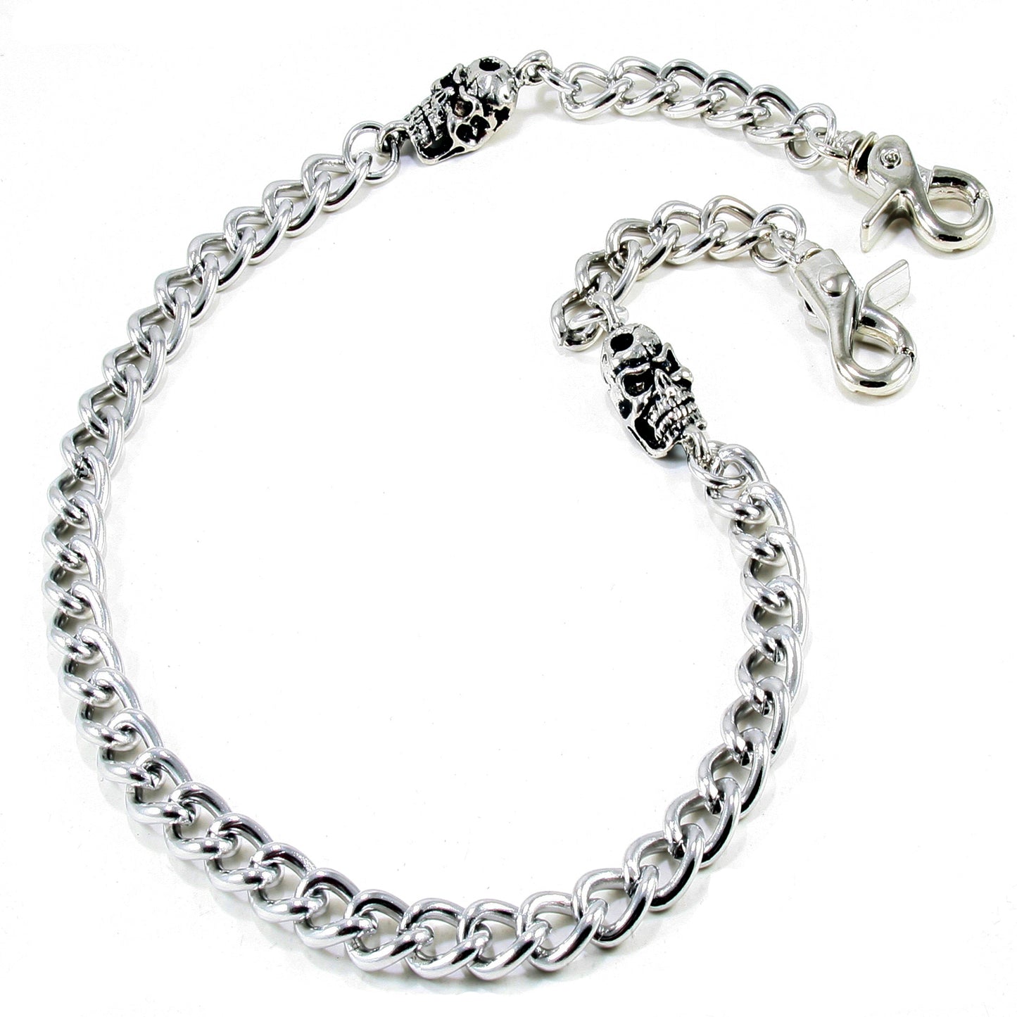 DK Skull Simple Strong Biker Trucker Key Jean Wallet Chain (25") SLV/BLK SYC66MT