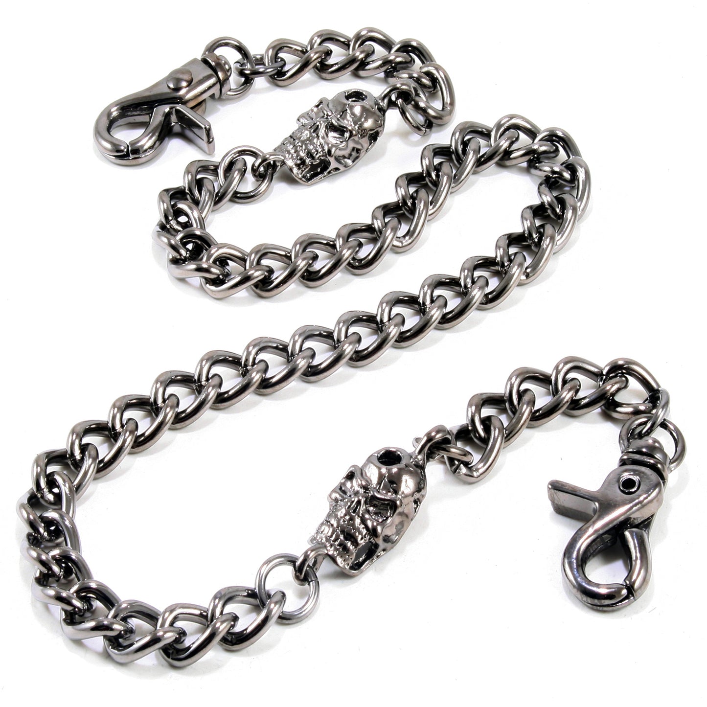 DK Skull Simple Strong Biker Trucker Key Jean Wallet Chain (25") SLV/BLK SYC66MT