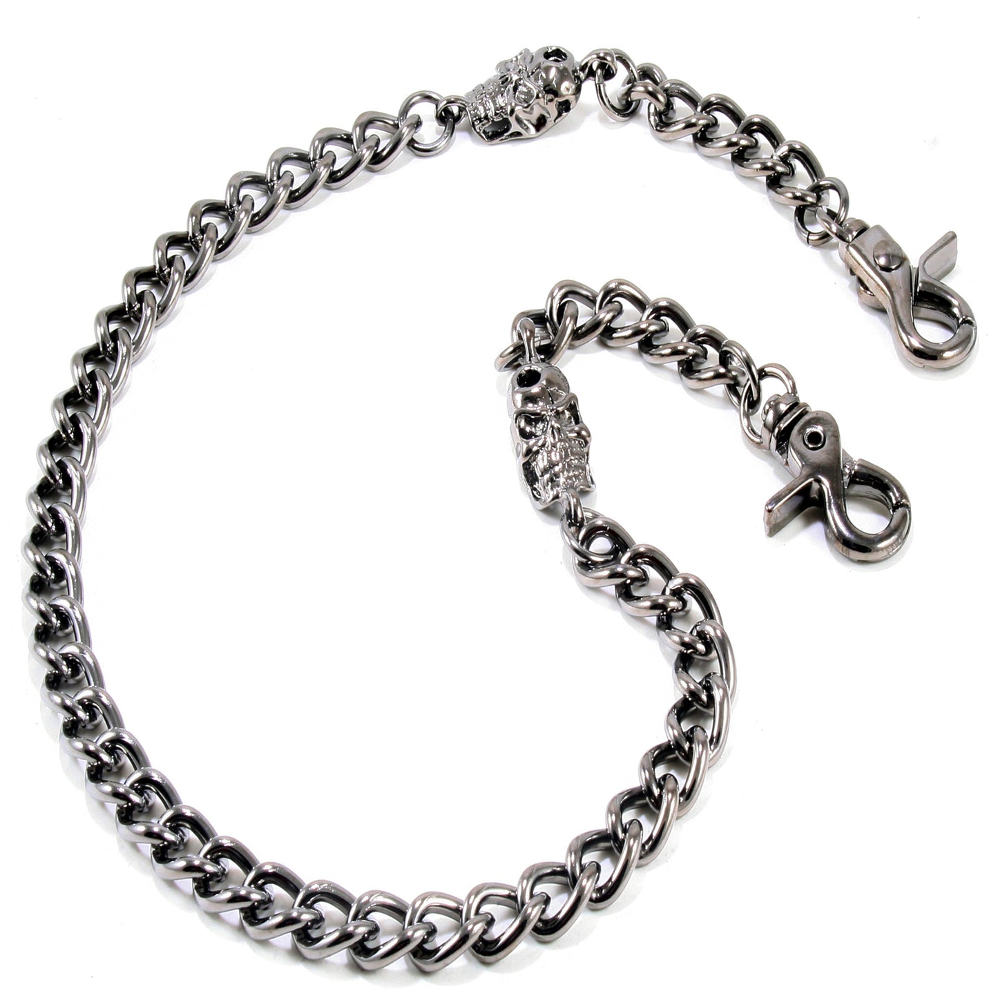 DK Skull Simple Strong Biker Trucker Key Jean Wallet Chain (25") SLV/BLK SYC66MT