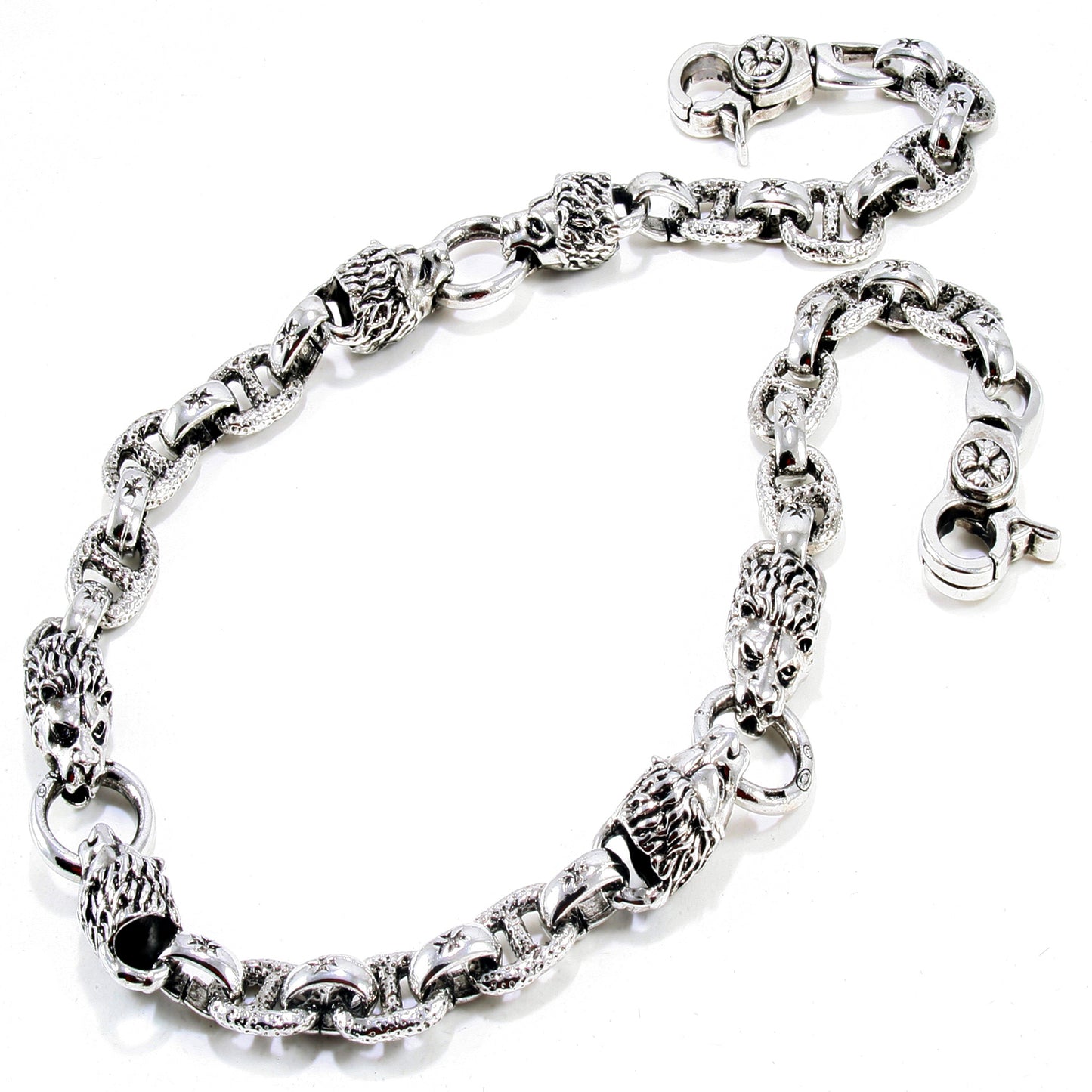 DK EMO 2 Lion's Head Attached Biker Trucker Key Jean Wallet Chain (26.5") Silver CS23