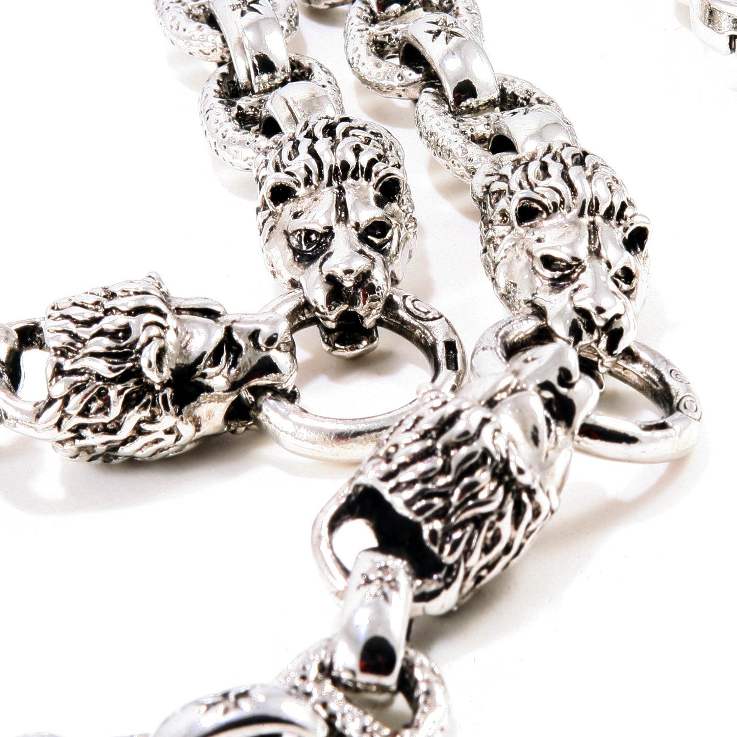 DK EMO 2 Lion's Head Attached Biker Trucker Key Jean Wallet Chain (26.5") Silver CS23