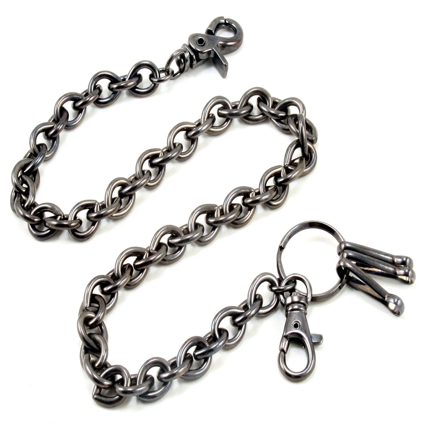 DK EMO Water Drop Simple Strong Biker Trucker Key Jean Wallet Chain (23") SLV/BLK CS159MLT