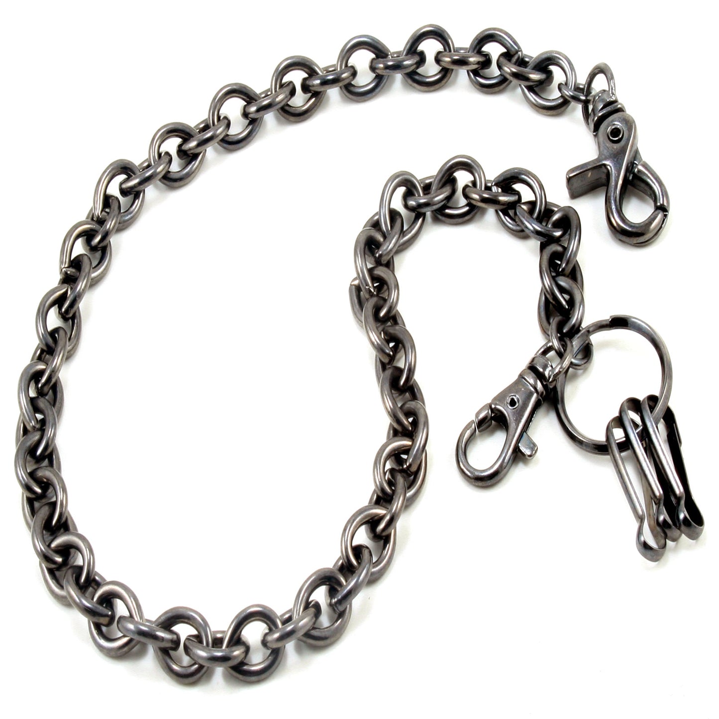 DK EMO Water Drop Simple Strong Biker Trucker Key Jean Wallet Chain (23") SLV/BLK CS159MLT