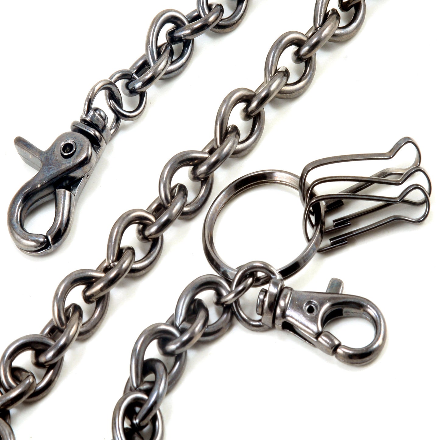 DK EMO Water Drop Simple Strong Biker Trucker Key Jean Wallet Chain (23") SLV/BLK CS159MLT