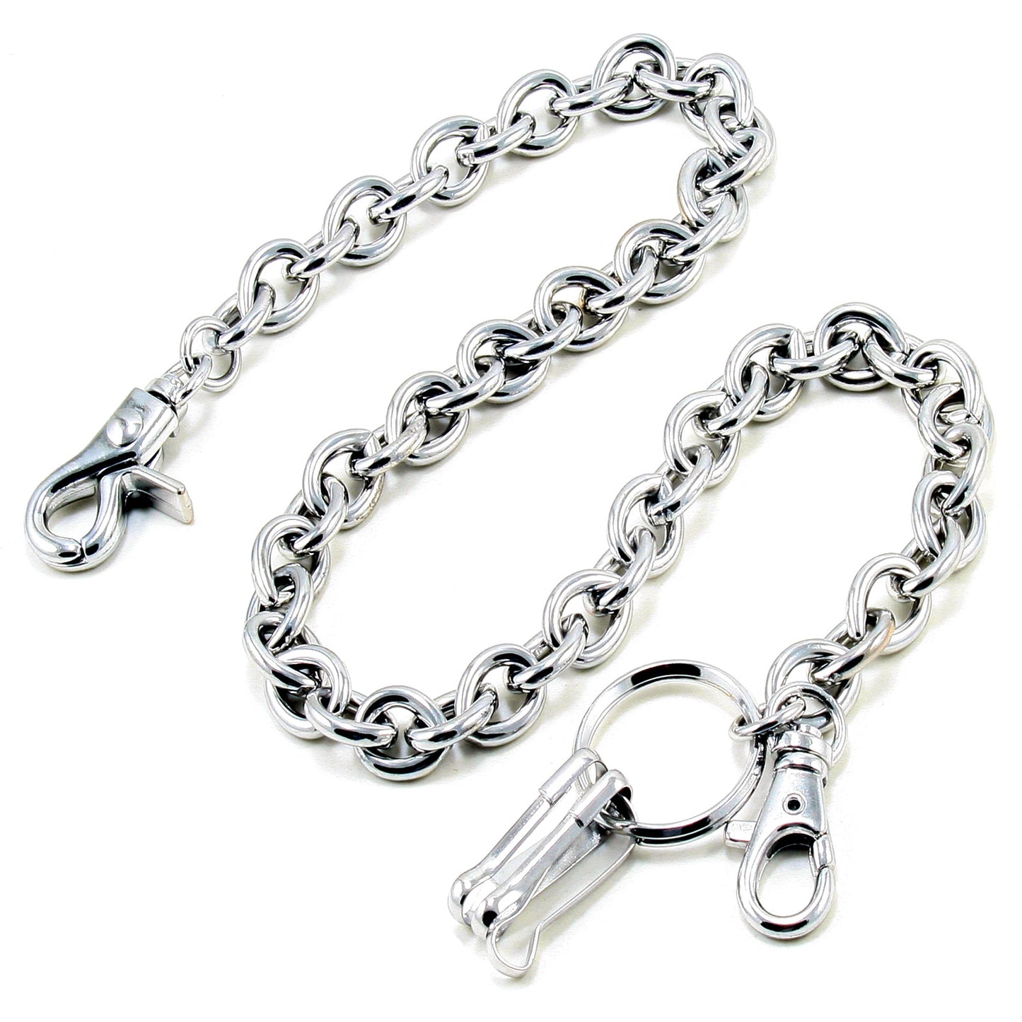 DK EMO Water Drop Simple Strong Biker Trucker Key Jean Wallet Chain (23") SLV/BLK CS159MLT