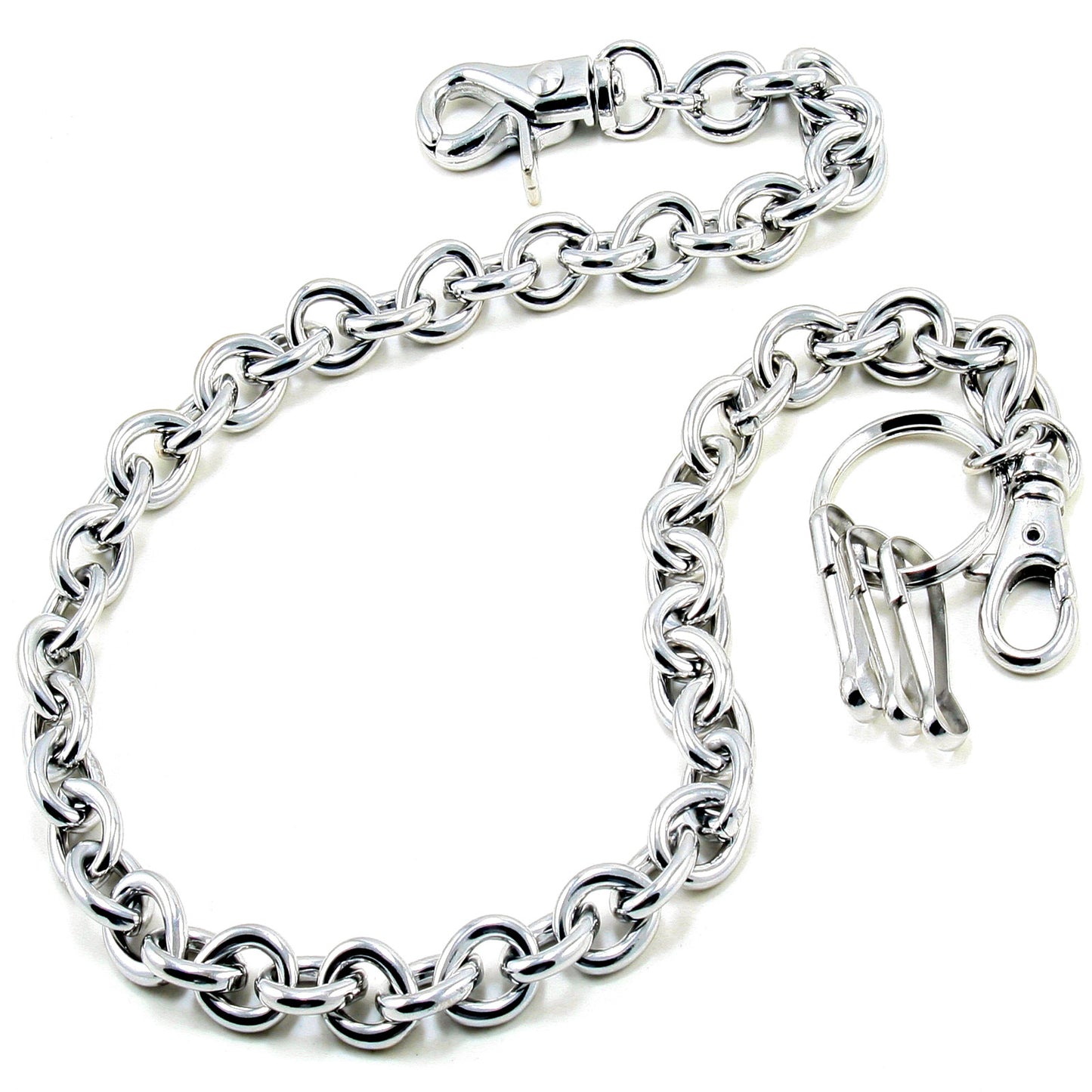 DK EMO Water Drop Simple Strong Biker Trucker Key Jean Wallet Chain (23") SLV/BLK CS159MLT