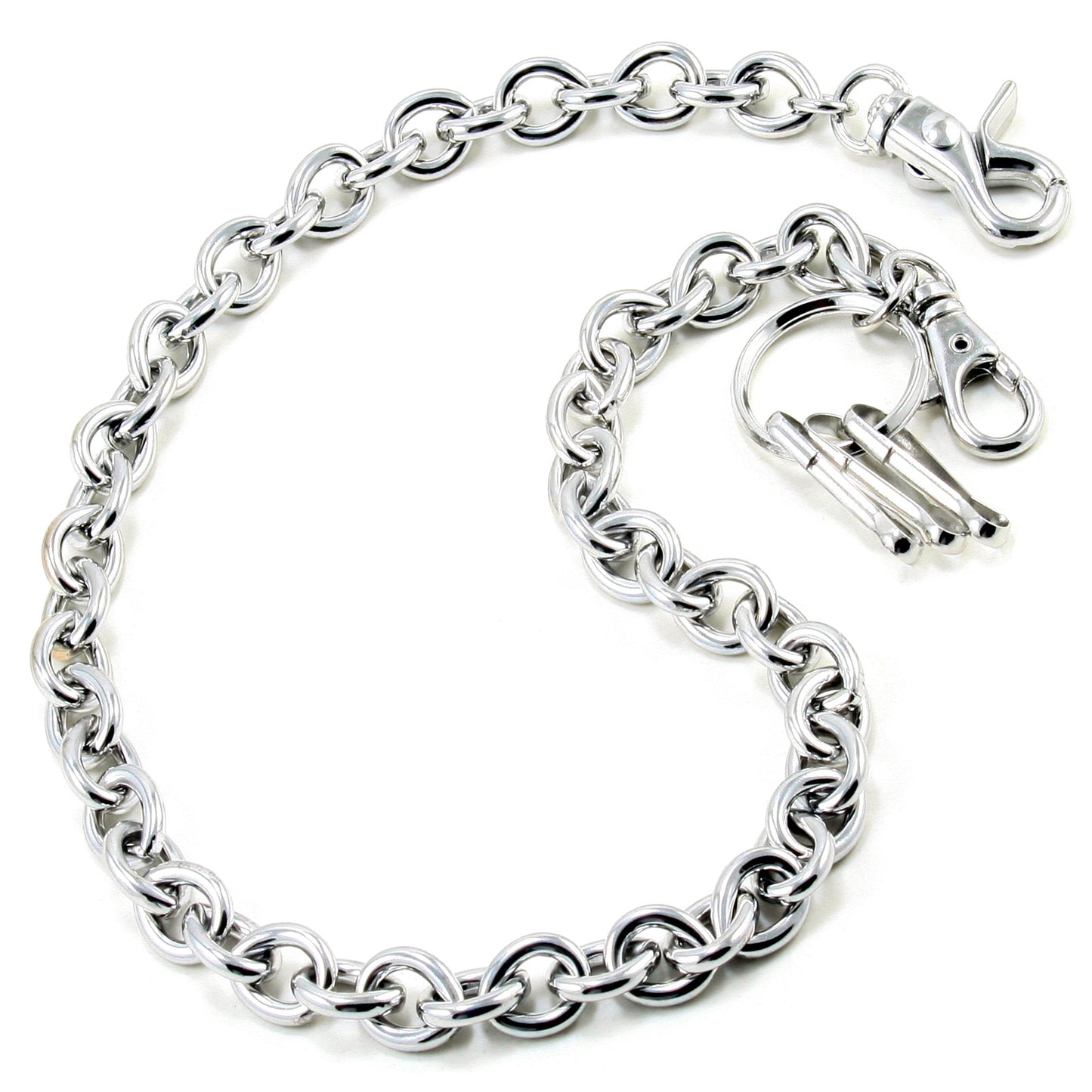 DK EMO Water Drop Simple Strong Biker Trucker Key Jean Wallet Chain (23") SLV/BLK CS159MLT