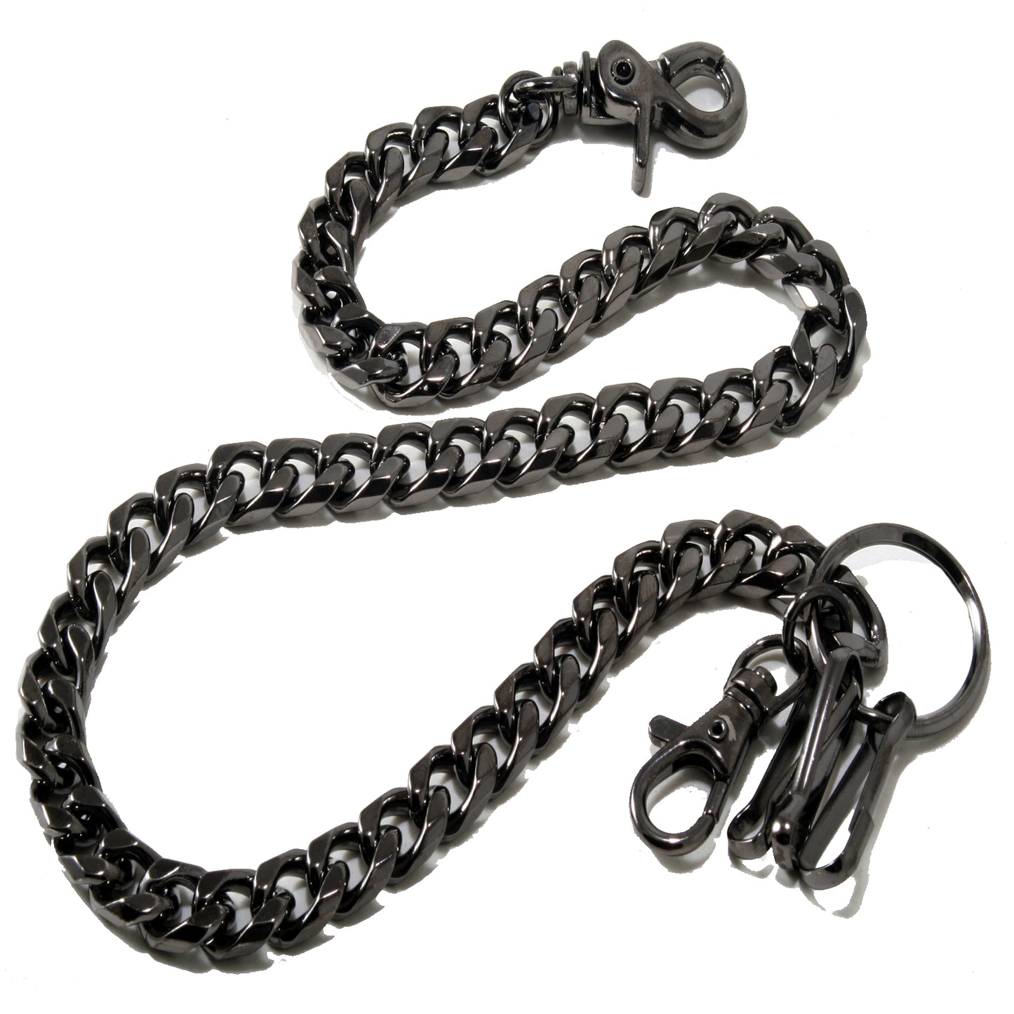 DK EMO Strong Basic Leash Heavy Linked Jeans Wallet Key Chain (23") SLV/BLK CS149MLT