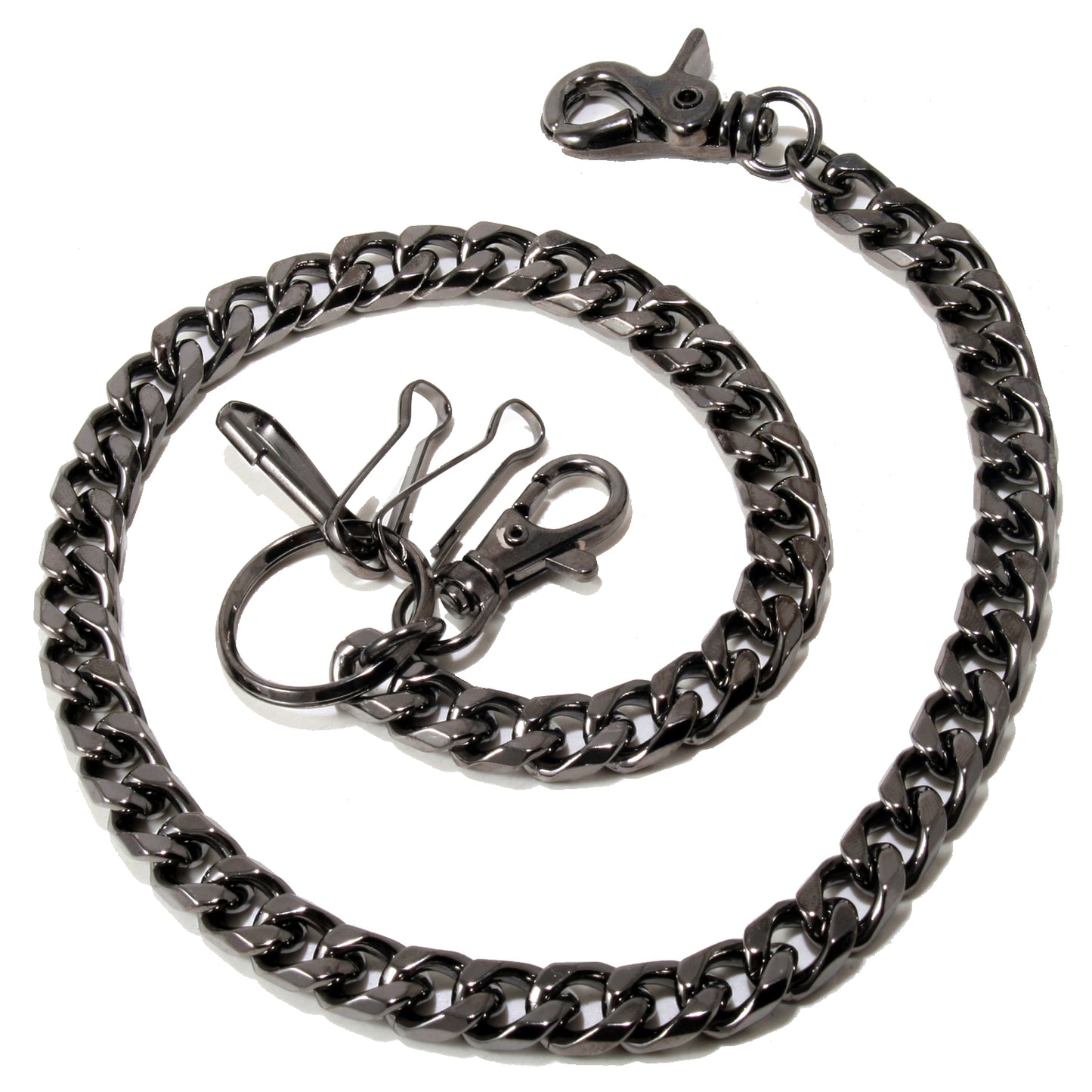 DK EMO Strong Basic Leash Heavy Linked Jeans Wallet Key Chain (23") SLV/BLK CS149MLT