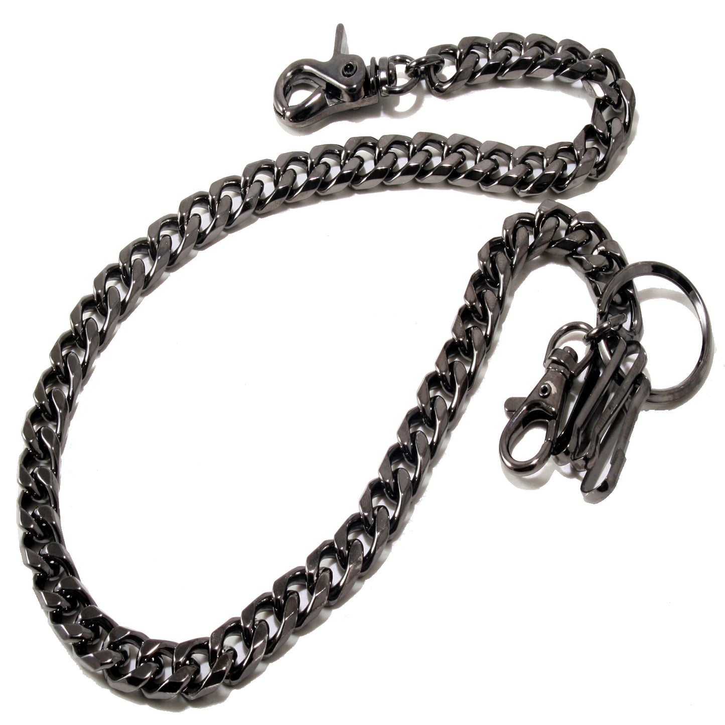 DK EMO Strong Basic Leash Heavy Linked Jeans Wallet Key Chain (23") SLV/BLK CS149MLT