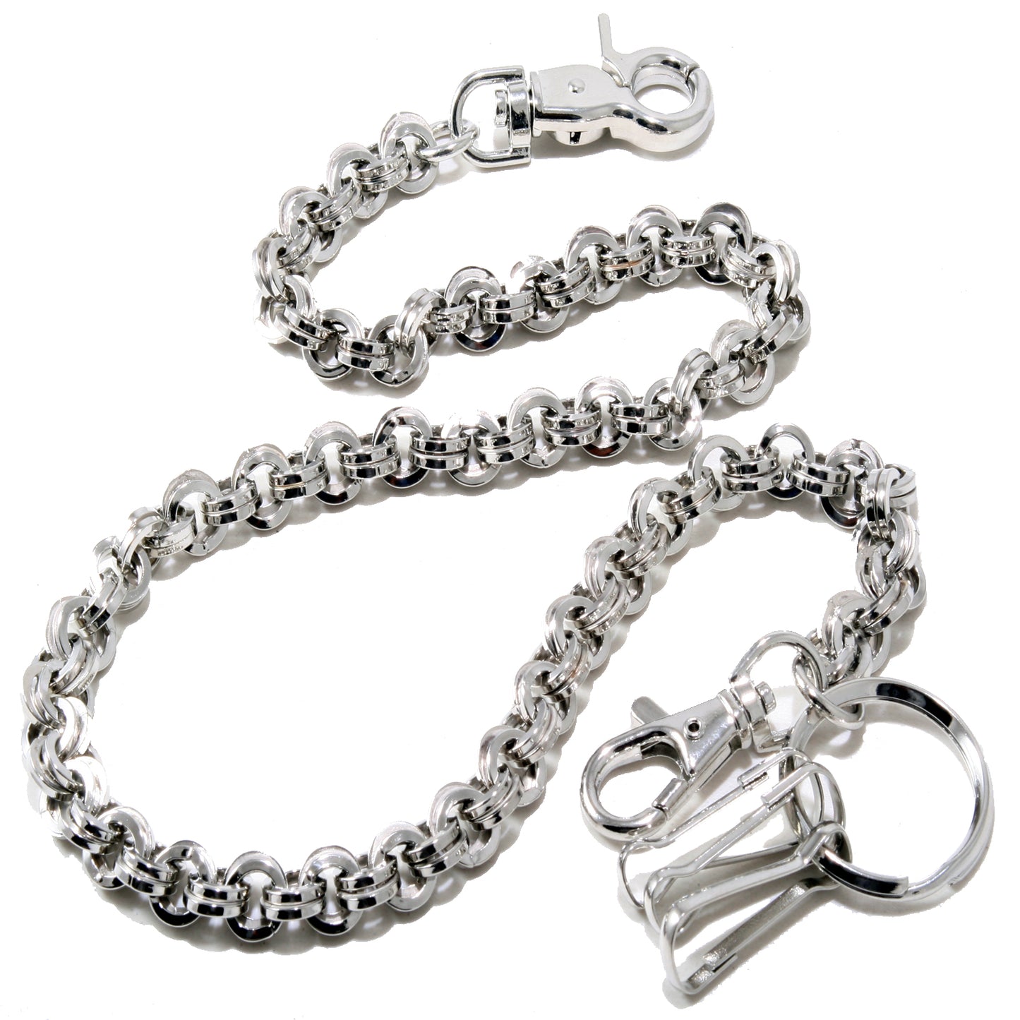 DK Small Ring Roof Simple Trucker Biker Jean Key Wallet Chain (23")SLV/ BLK CS155MLT