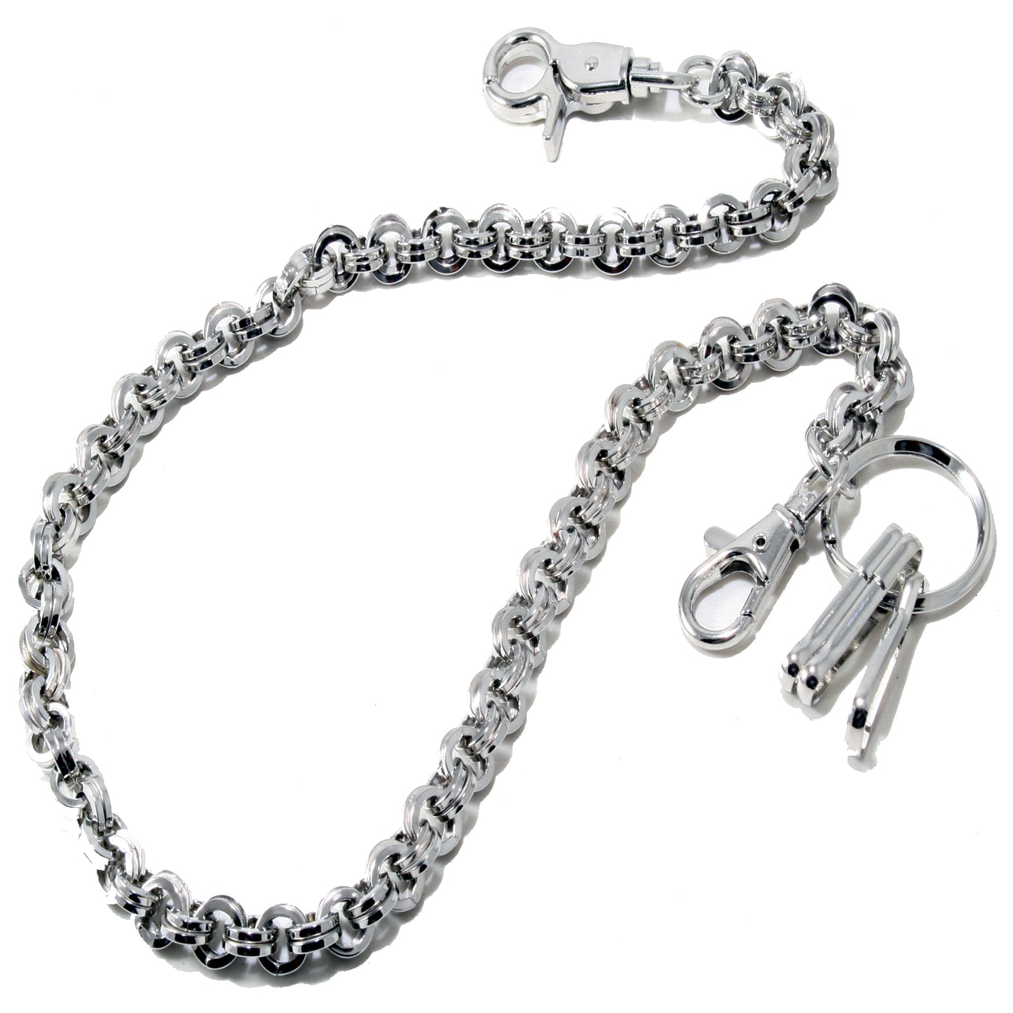 DK Small Ring Roof Simple Trucker Biker Jean Key Wallet Chain (23")SLV/ BLK CS155MLT