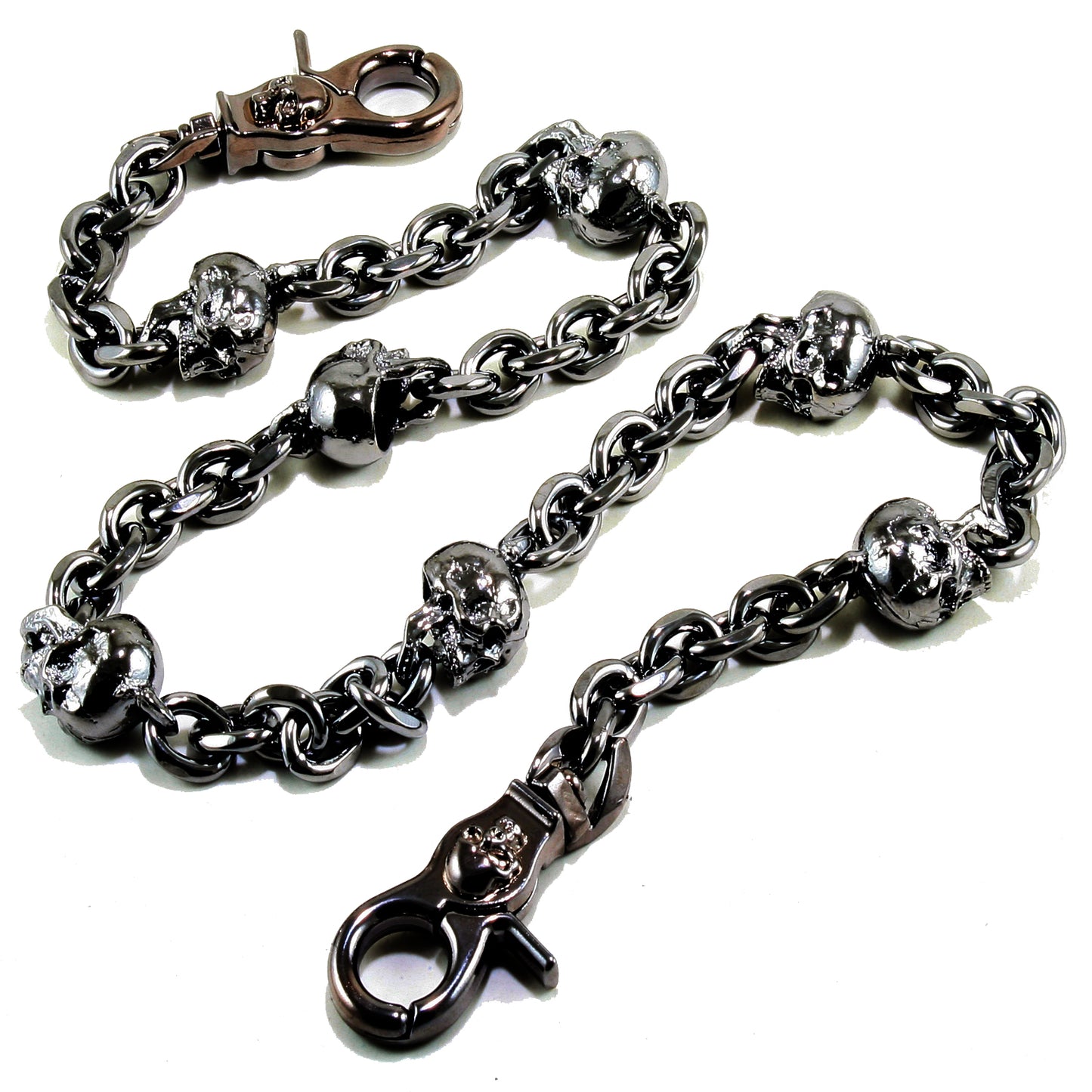 DK Multi Skull Connect EMO Biker Trucker Key Jean Wallet Chain CS80 (22/26.5") SLV BLK CS80MLT