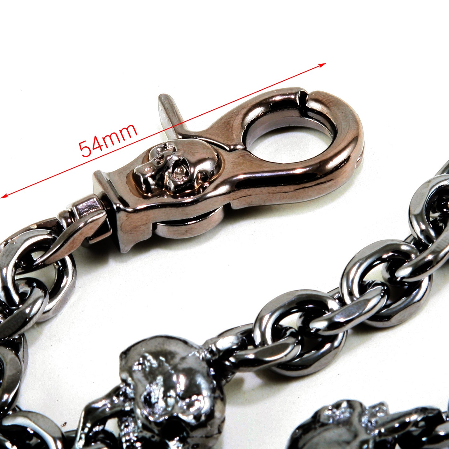 DK Multi Skull Connect EMO Biker Trucker Key Jean Wallet Chain CS80 (22/26.5") SLV BLK CS80MLT
