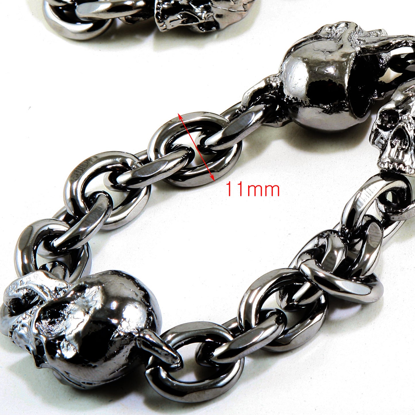 DK Multi Skull Connect EMO Biker Trucker Key Jean Wallet Chain CS80 (22/26.5") SLV BLK CS80MLT