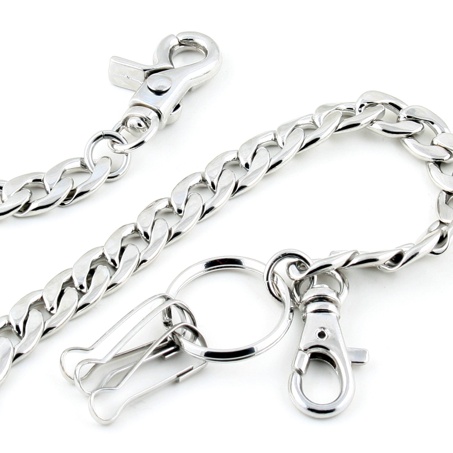 DK EMO Simple Strong Basic Biker Trucker Key Jean Wallet Chain (20" / 30") SLV/BLK CS108T