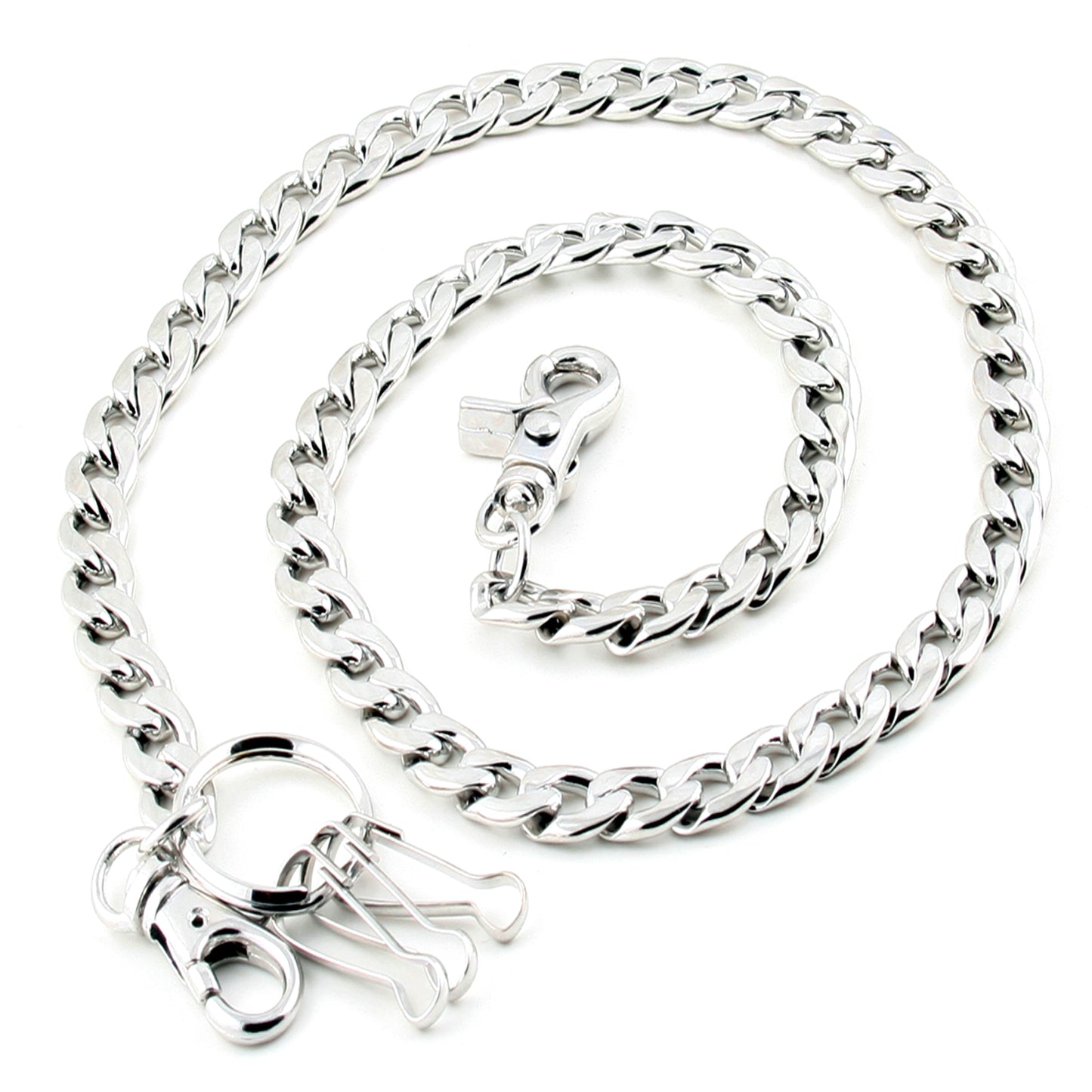 DK EMO Simple Strong Basic Biker Trucker Key Jean Wallet Chain (20" / 30") SLV/BLK CS108T