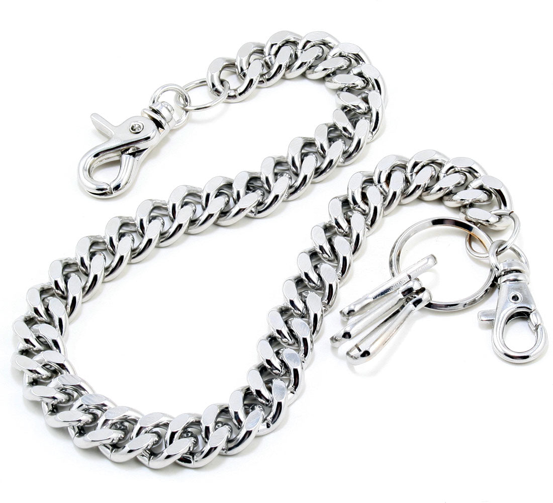DK Simple Thick Biker Trucker Keychain Key Jean Wallet Chain (13/20/30") SLV/BLK CS124MLT
