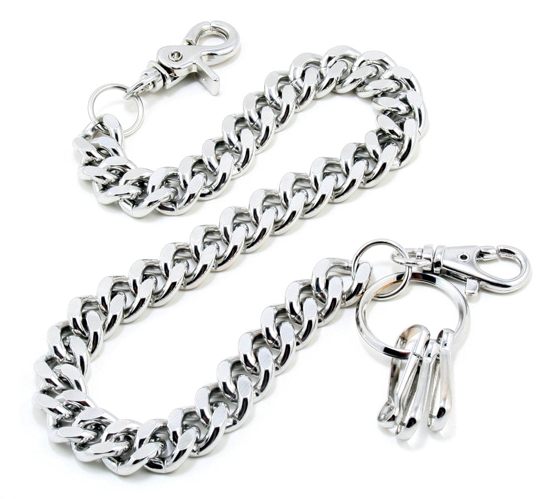 DK Simple Thick Biker Trucker Keychain Key Jean Wallet Chain (13/20/30") SLV/BLK CS124MLT