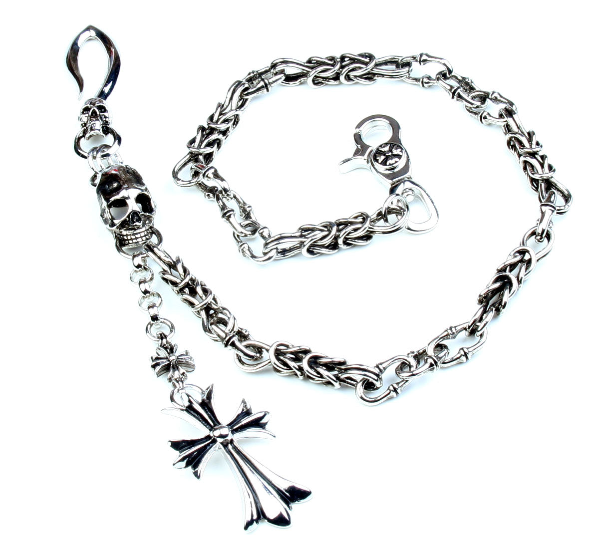 DK Cross Pendant Skull Biker Trucker Key Jean Wallet Chain (25.5") Silver CS82