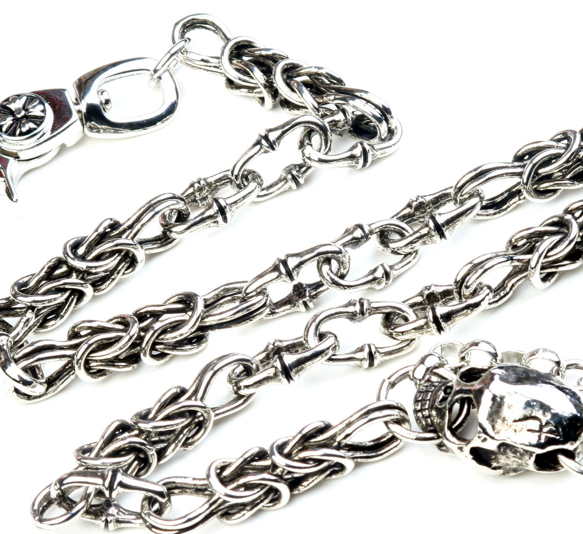 DK Cross Pendant Skull Biker Trucker Key Jean Wallet Chain (25.5") Silver CS82