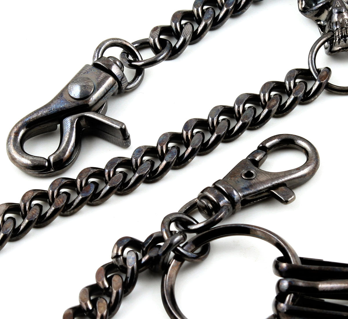 DK Strong Skull Pendant Basic Biker Trucker Key Jean Wallet Chain (19") BLK,SLV CS90MLT