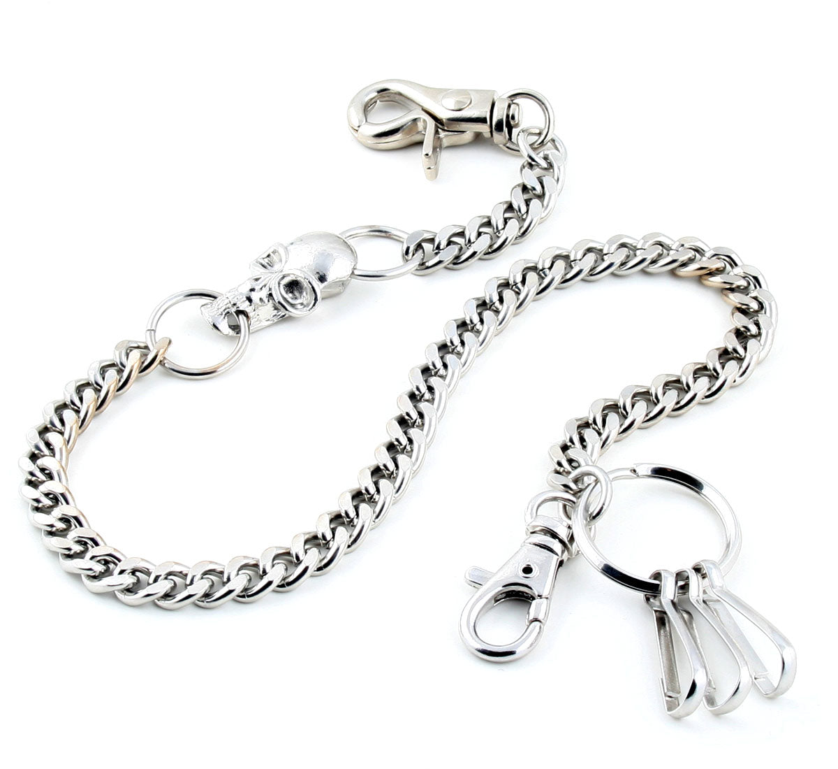 DK Strong Skull Pendant Basic Biker Trucker Key Jean Wallet Chain (19") BLK,SLV CS90MLT