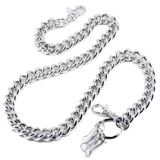 DK Simple Basic Thick Heavy Biker Trucker Key Jean Wallet Chain (13,21,31") SLV/BLK CS08MLT