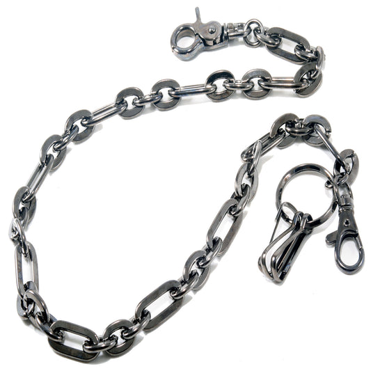 DK Durable Simple Basic Biker Trucker Key Jean Wallet Chain (22.5") SLV/BLK NCS65MLT