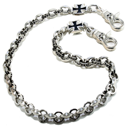 DK Cross Pendant Classic Biker Trucker Key Jean Wallet Chain (22/28")Silver CS111