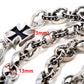 DK Cross Pendant Classic Biker Trucker Key Jean Wallet Chain (22/28")Silver CS111
