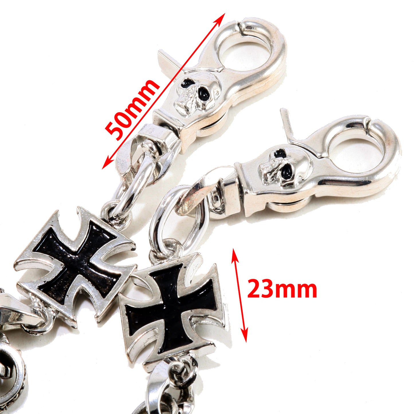 DK Cross Pendant Classic Biker Trucker Key Jean Wallet Chain (22/28")Silver CS111