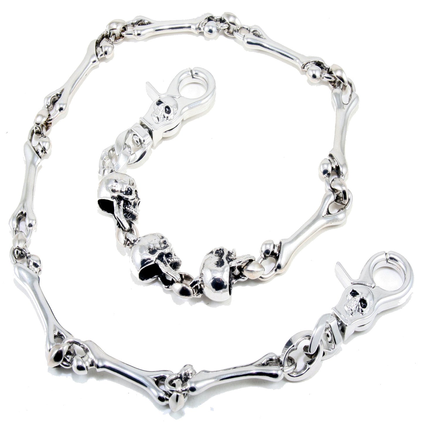 DK Heavy Skull Bone Trucker Rocker Biker Key Jean Wallet Chain (26.5") Silver CS112