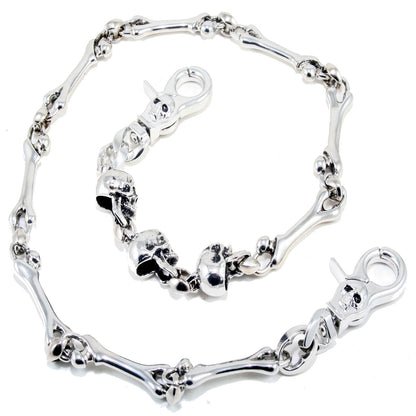 DK Heavy Skull Bone Trucker Rocker Biker Key Jean Wallet Chain (26.5") Silver CS112