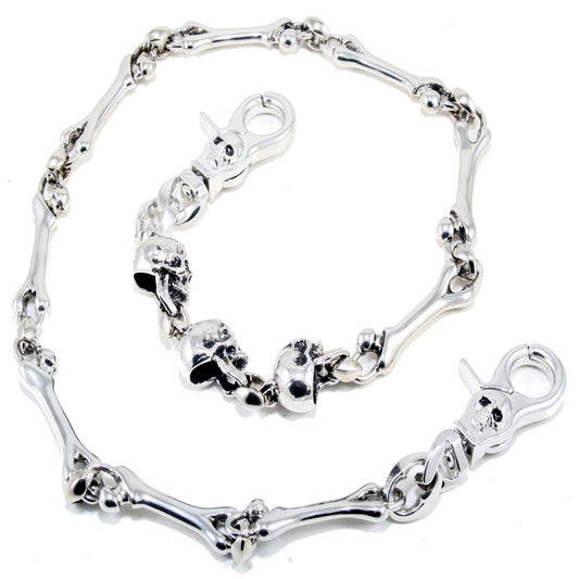 DK Heavy Skull Bone Trucker Rocker Biker Key Jean Wallet Chain (26.5") Silver CS112