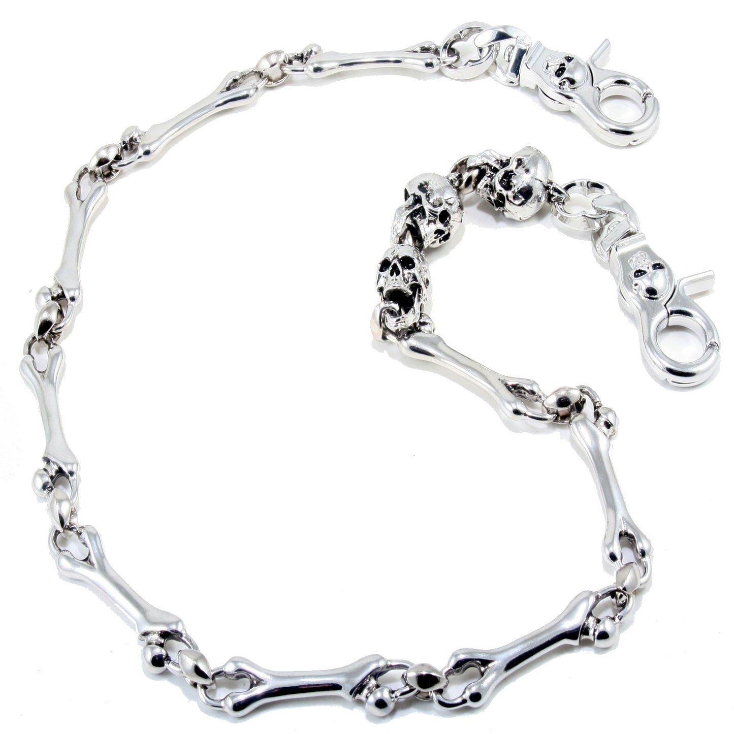 DK Heavy Skull Bone Trucker Rocker Biker Key Jean Wallet Chain (26.5") Silver CS112