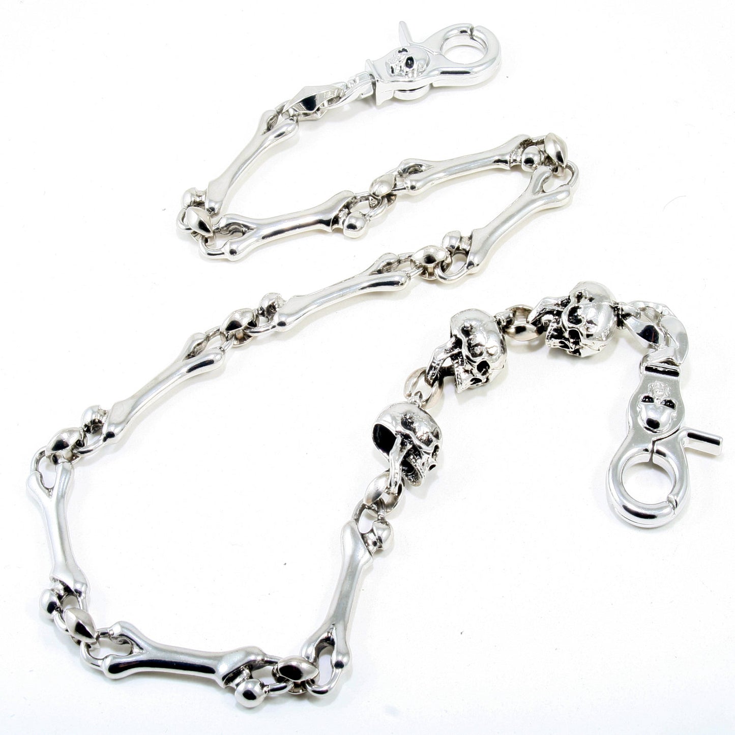 DK Heavy Skull Bone Trucker Rocker Biker Key Jean Wallet Chain (26.5") Silver CS112