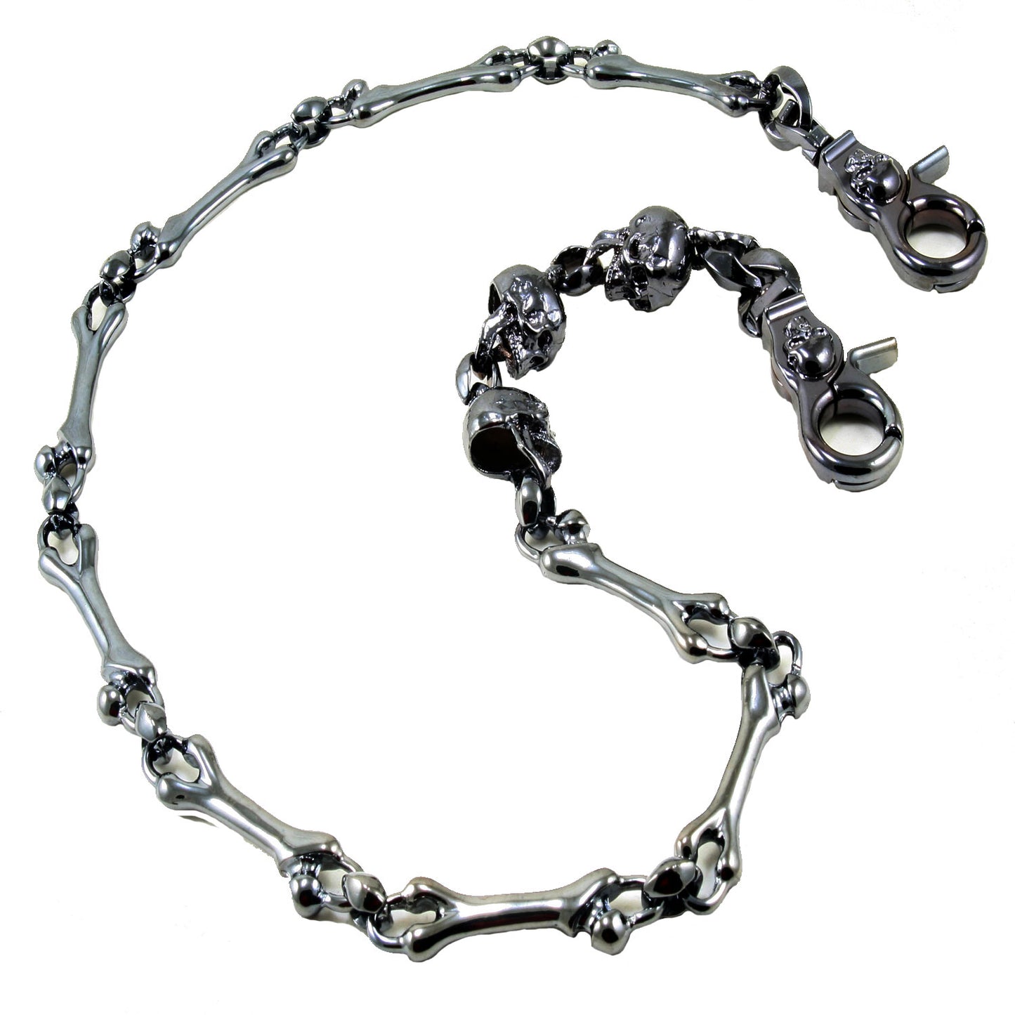 DK Heavy Skull Bone Trucker Rocker Biker Key Jean Wallet Chain (26.5") Silver CS112