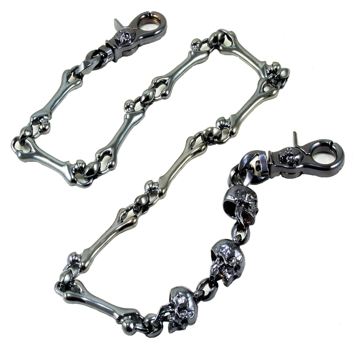 DK Heavy Skull Bone Trucker Rocker Biker Key Jean Wallet Chain (26.5") Silver CS112
