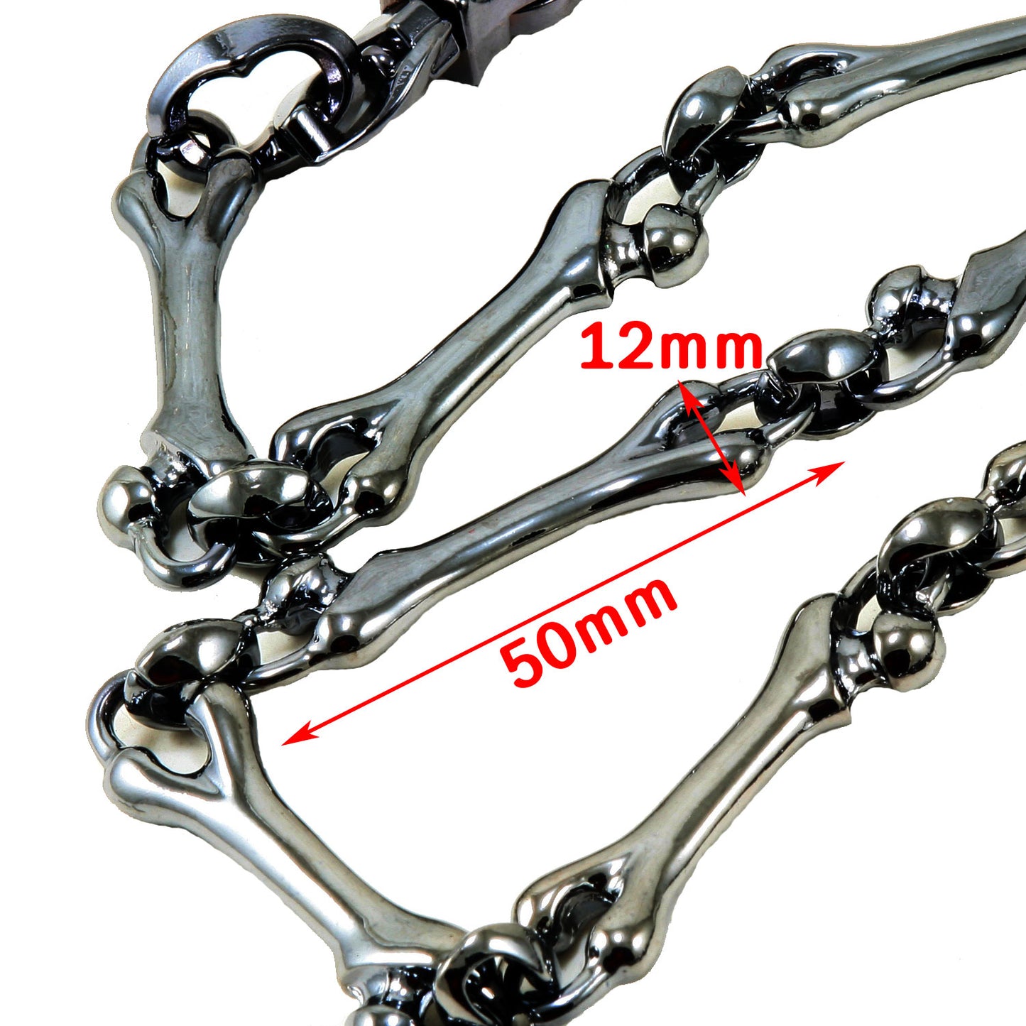 DK Heavy Skull Bone Trucker Rocker Biker Key Jean Wallet Chain (26.5") Silver CS112