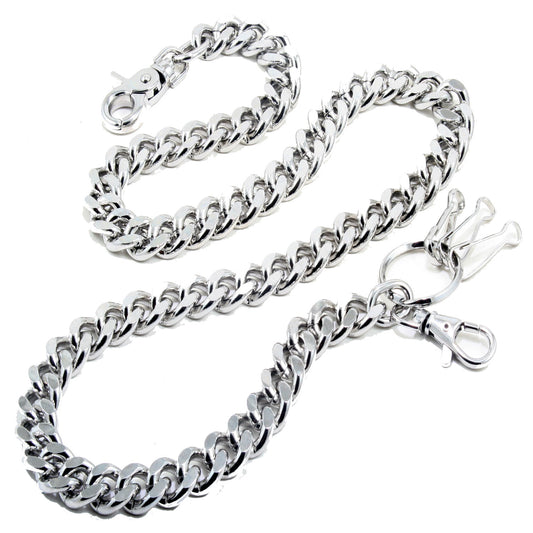 DK Simple Thick Biker Trucker Keychain Key Jean Wallet Chain (13/20/30") SLV/BLK CS124MLT