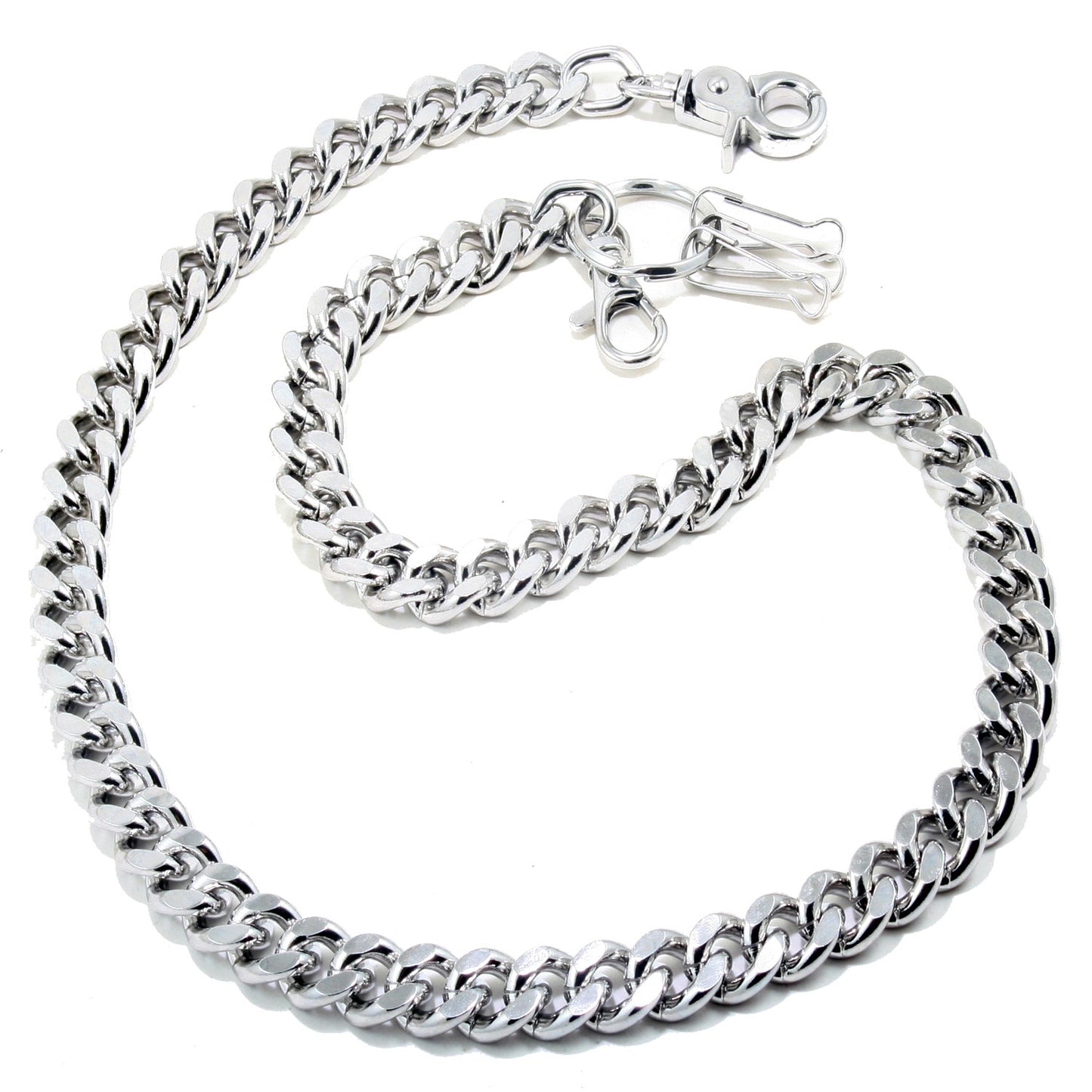DK Simple Thick Biker Trucker Keychain Key Jean Wallet Chain (13/20/30") SLV/BLK CS124MLT