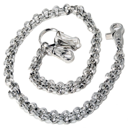 DK 2 Ring Biker Trucker Keychain Key Jean Wallet Chain (26.5") Silver CS125MLT