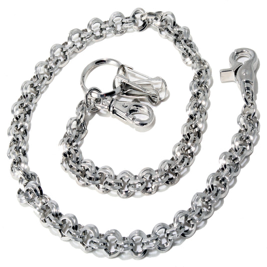DK 2 Ring Biker Trucker Keychain Key Jean Wallet Chain (26.5") Silver CS125MLT