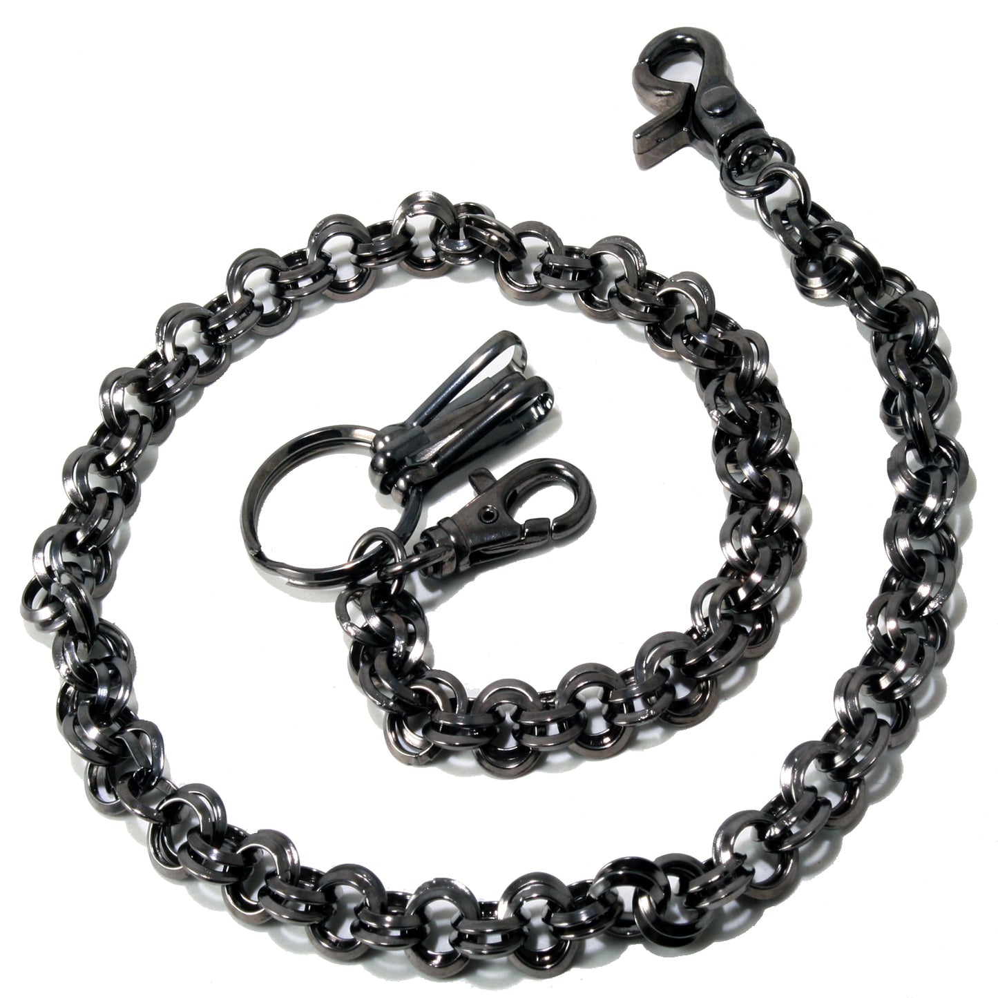 DK 2 Ring Biker Trucker Keychain Key Jean Wallet Chain (26.5") Silver CS125MLT