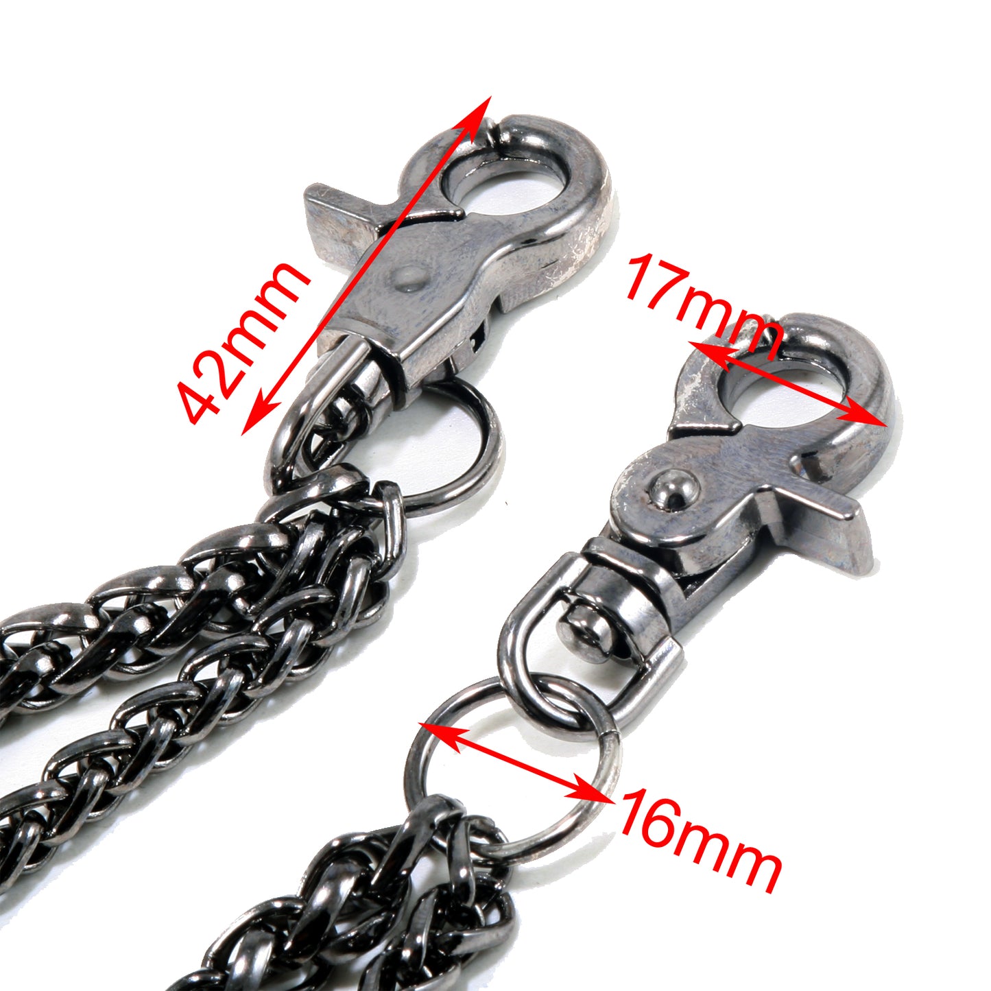 DK Double Roof Durable Basic Biker Trucker Key Jean Wallet Chain (24") SLV,BLK CS138MLT