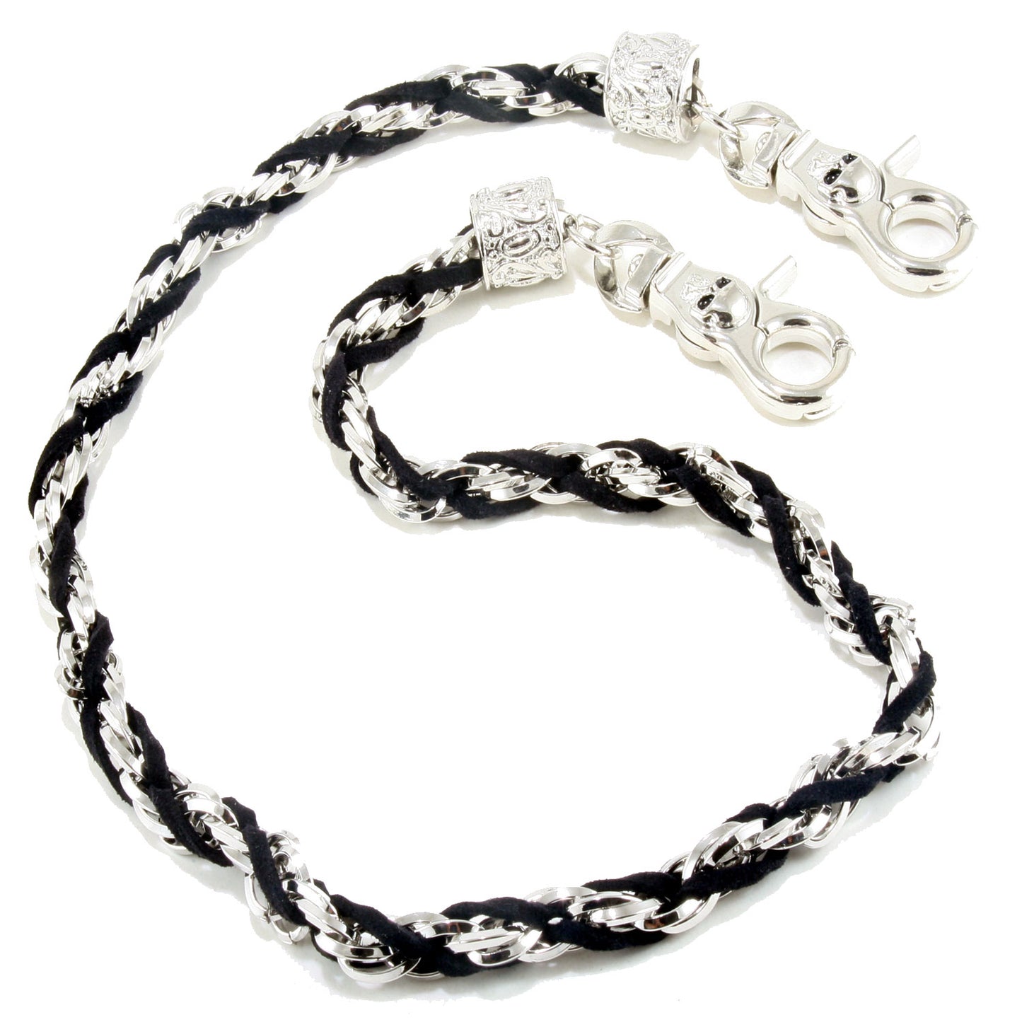 DK EMO Basic Suede & Twisted Biker Trucker Key Jean Wallet Chain (27") Black CS19