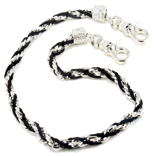 DK EMO Basic Suede & Twisted Biker Trucker Key Jean Wallet Chain (27") Black CS19